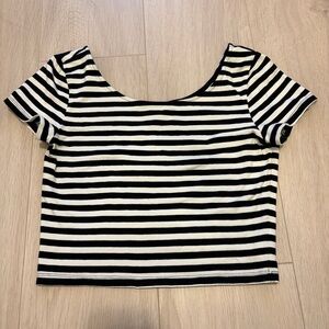 H&M Black and White Striped Crop Top
